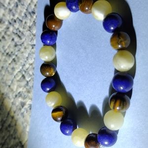 Tiger eye yellow jade stretch bracelet